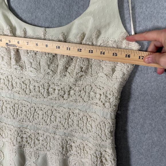 Kay Unger Crochet Dress 8 Cream Lace Pencil Cottage Beach Bride Neutral Boho - Picture 6 of 16